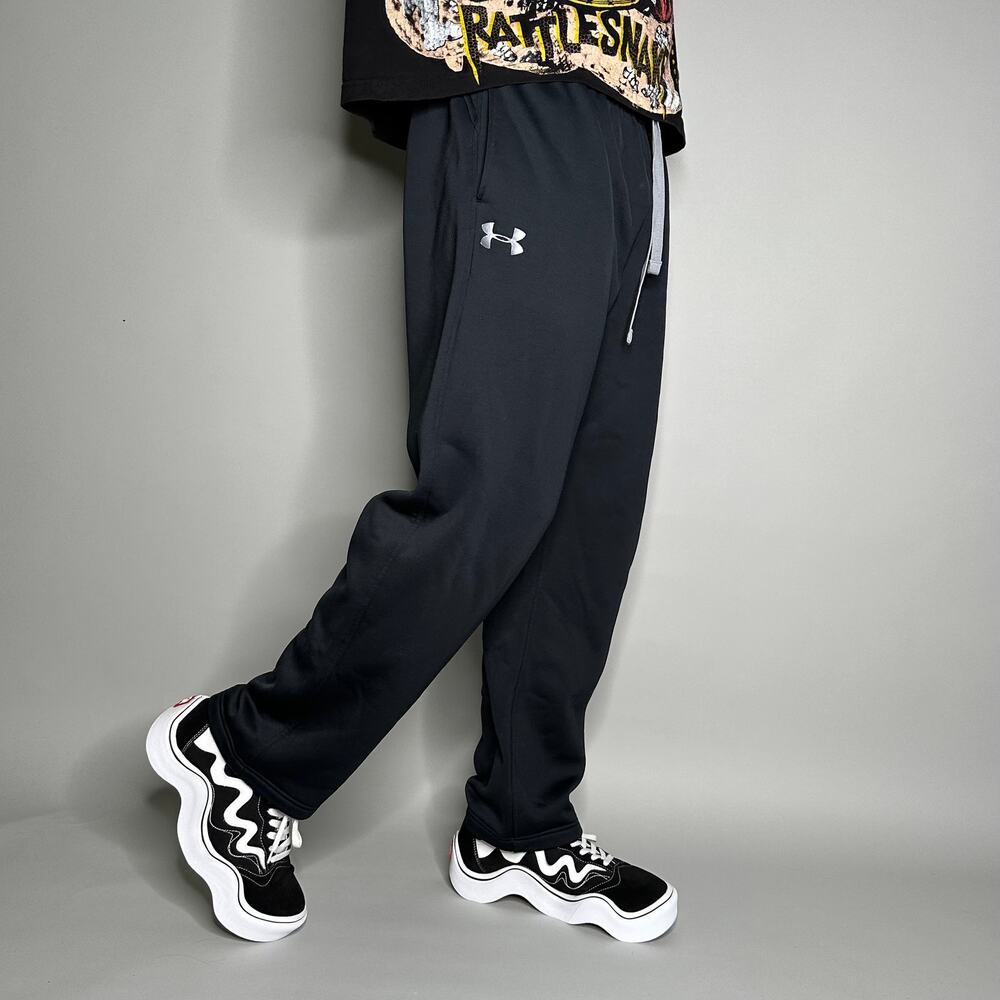 Vintage Y2K Under Armour Sweatpants Mens L Jet Black Polyester Sweatpants